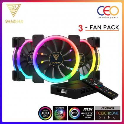Gamdias AEOLUS M1 1403R 140mm RGB Case and Radiator 3-Fan Pack With Remote Supports ARGB Header (AEOLUS M1-1403R)